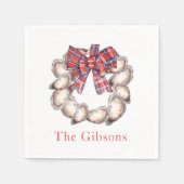 Austernkranz mit Karierter Ribbon Personalisiert Serviette (Vorderseite)