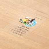 Austernröste und Verlobung Toast Meeresfrüchte Par Acryleinladungen (Ablage )