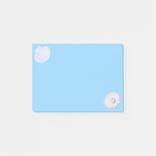 Austernschale mit Perle auf Hellblau Post-it Klebezettel (Vorderseite)