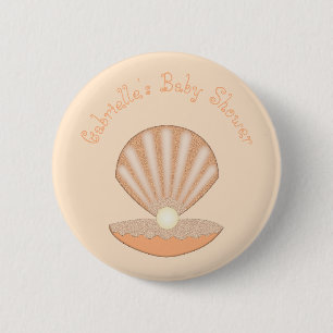Austernschale und Perle Geschlechtsneutrale Babypa Button