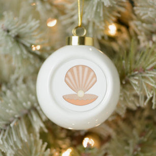 Austernschale und Perle Geschlechtsneutrales 1. We Keramik Kugel-Ornament