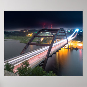 Austin 360 Pennybacker Bridge bei Nacht Poster