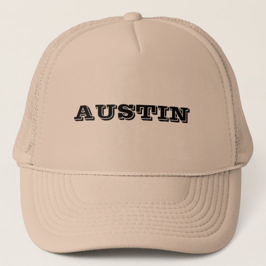Austin an einem Khaki Truckerkappe (Vorderseite)
