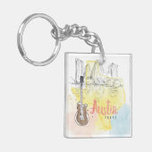 Austin, Aquarell-Skizze Texas | Schlüsselanhänger (Vorderseite links)