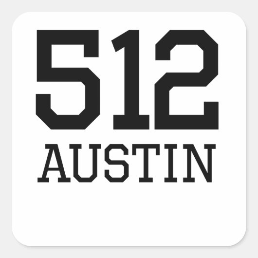 Austin Area Code 512 Quadratischer Aufkleber (Vorderseite)