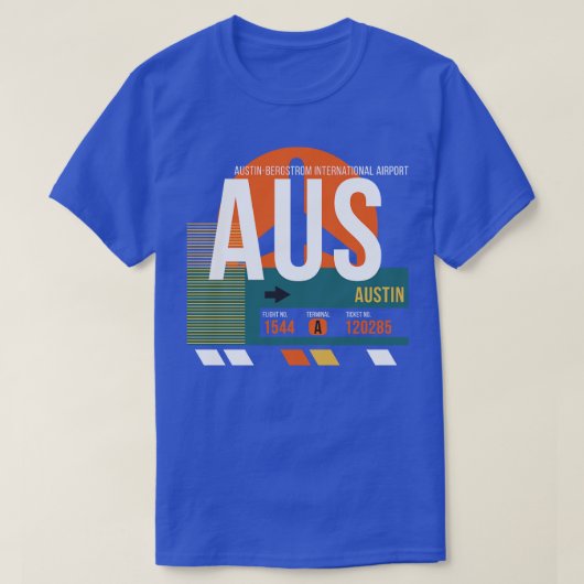Austin AUS Airport Code Gepäcktag T-Shirt (Design vorne)
