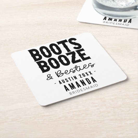 Austin Bachelorette Boots Boots Booze Besties Cust Rechteckiger Pappuntersetzer (angewinkelt)