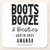 Austin Bachelorette Boots Boots Booze Besties Cust Rechteckiger Pappuntersetzer (Vorderseite)
