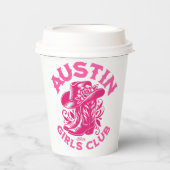 austin bachelorette Cowboy-Hut pink Pappbecher (Vorderseite)