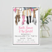 Austin Bachelorette Party Boots & Besties Einladung (Stehend Vorderseite)
