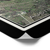 Austin-Bergstrom Intl Airport Texas Satellite Kart Poster (Ecke)