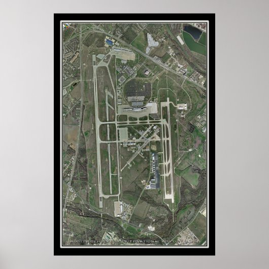 Austin-Bergstrom Intl Airport Texas Satellite Kart Poster (Vorne)