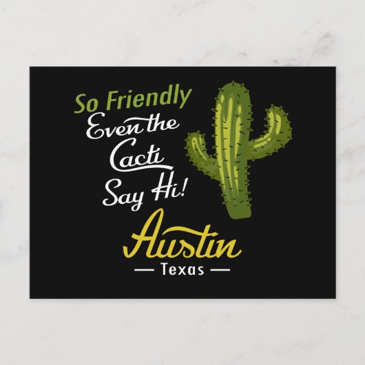 Austin Cactus Funny Retro Postkarte (Vorderseite)