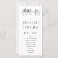 Austin City Stylized Skyline | Hochzeitsprogramm