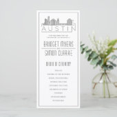 Austin City Stylized Skyline | Hochzeitsprogramm (Stehend Vorderseite)