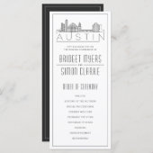 Austin City Stylized Skyline | Hochzeitsprogramm (Vorne/Hinten)