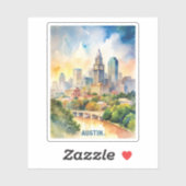 Austin City Watercolor-Malerei Aufkleber (Blatt)