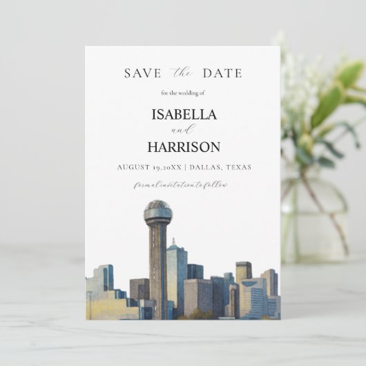 AUSTIN Dallas Terminvorlage Einladung (Stehend Vorderseite)