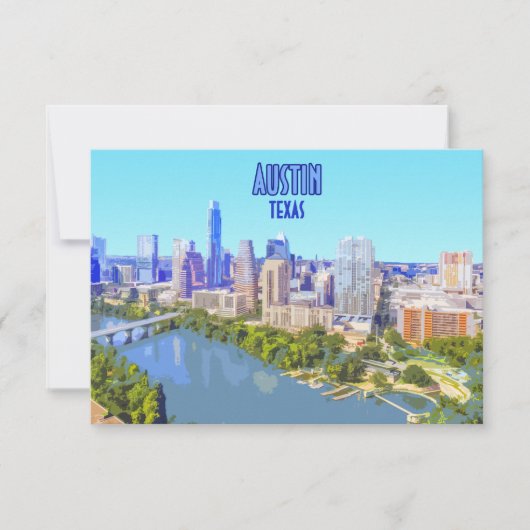 Austin Downtown Texas Vintag Flat Card (Vorderseite)