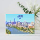 Austin Downtown Texas Vintag Flat Card (Stehend Vorderseite)