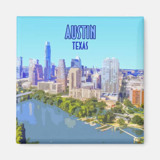 Austin Downtown Texas Vintag Magnet (Vorne)