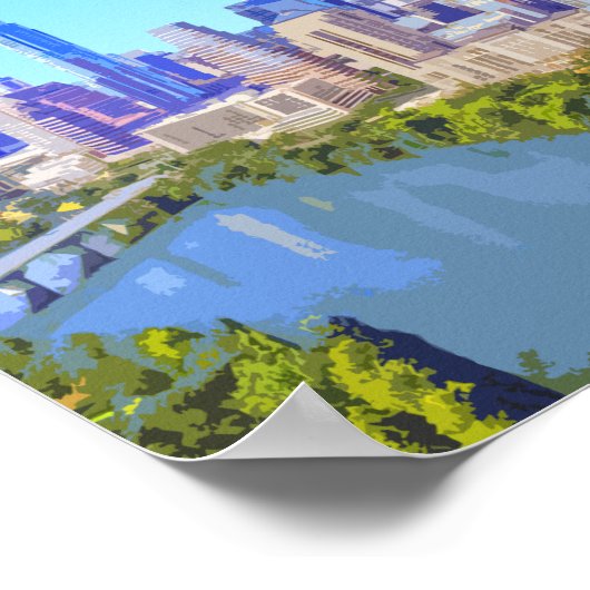 Austin Downtown Texas Vintag Poster (Ecke)