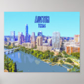 Austin Downtown Texas Vintag Poster (Vorne)