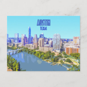 Austin Downtown Texas Vintage Postkarte