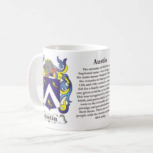 Austin-Familien-Wappen Tasse (Vorderseite Links)