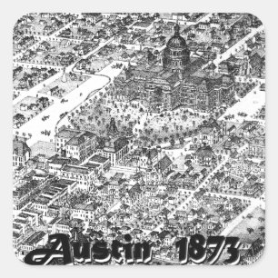 Austin Historic Map 1873 Quadratischer Aufkleber