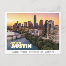 Austin Hochzeit Save the Date Downtown Postkarte