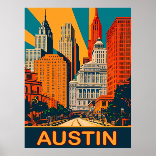 Austin in lebhaften Farben, Reisen Poster (Vorne)