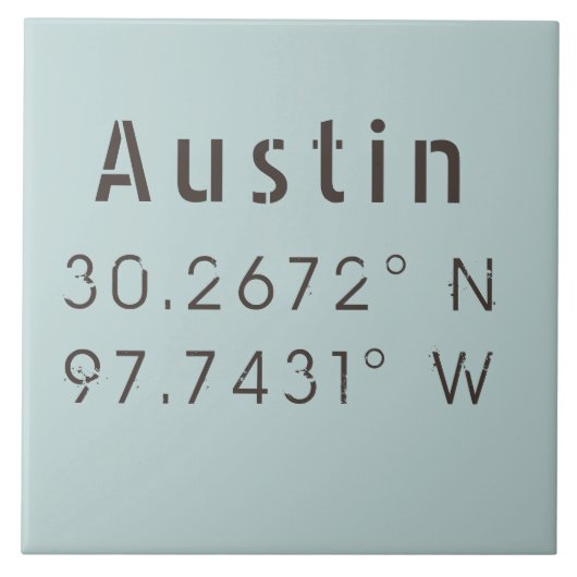 Austin Latitude Longitude Fliese (Vorderseite)