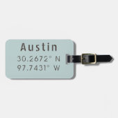 Austin Latitude Longitude Gepäckanhänger (Vorderseite horizontal)