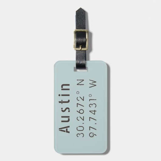 Austin Latitude Longitude Gepäckanhänger (Vorderseite vertikal)