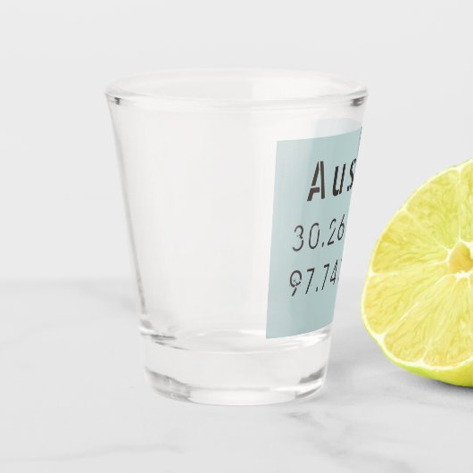 Austin Latitude Longitude Schnapsglas (Links)