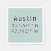 Austin Latitude Longitude Serviette (Vorderseite)