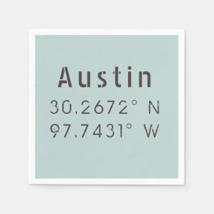 Austin Latitude Longitude Serviette