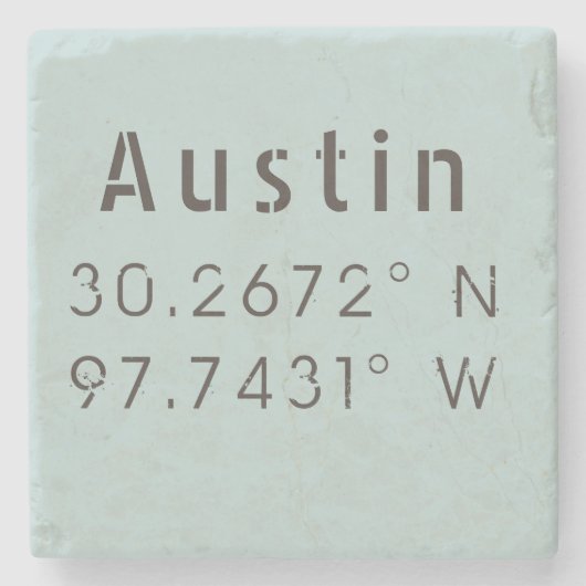 Austin Latitude Longitude Steinuntersetzer (Vorderseite)