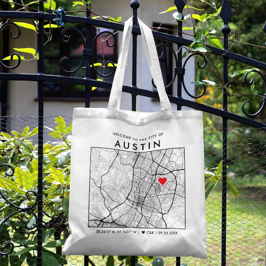 Austin Liebe Locator | City Map Wedding Welcome Tragetasche