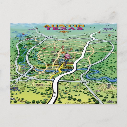 Austin Map Postkarte (Vorderseite)