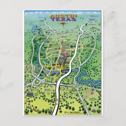 Austin Map Postkarte (Vorderseite)