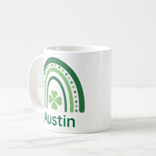 Austin Name Clover Boho Rainbow Kaffeetasse (Vorderseite Links)