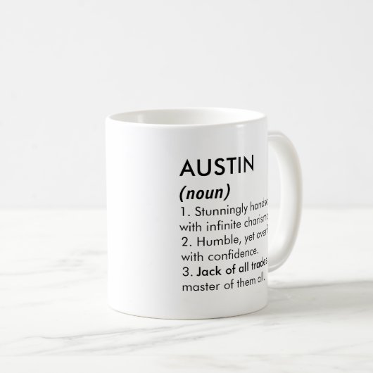 Austin name, Editable name, Custom name Kaffeetasse (VorderseiteRechts)