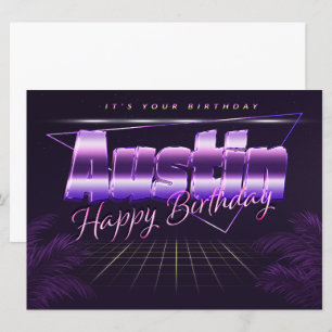 Austin Name Vorname lila retro Karte Geburtstag