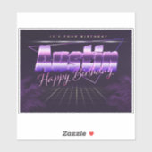 Austin Name Vorname lila retro Sticker Geburtstag (Blatt)