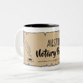 Austin Notary Public Scroll Feather Quill Zweifarbige Tasse (Vorderseite Links)