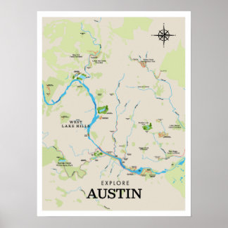 Austin Outdoor Map Poster