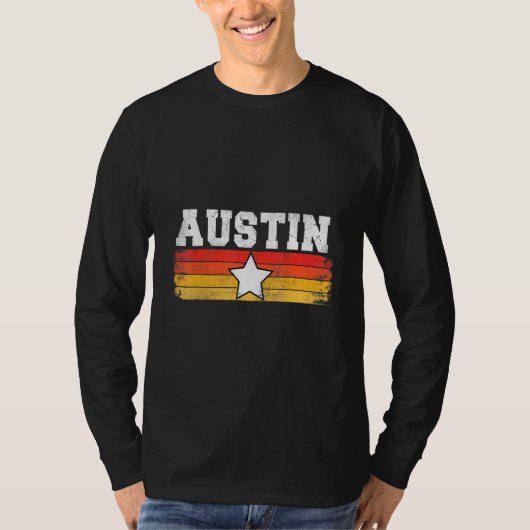 Austin Retro Star Texas Pride Vacation Spaß T-Shirt (Vorderseite)