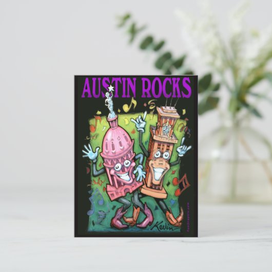 Austin Rocks Postkarte (Stehend Vorderseite)